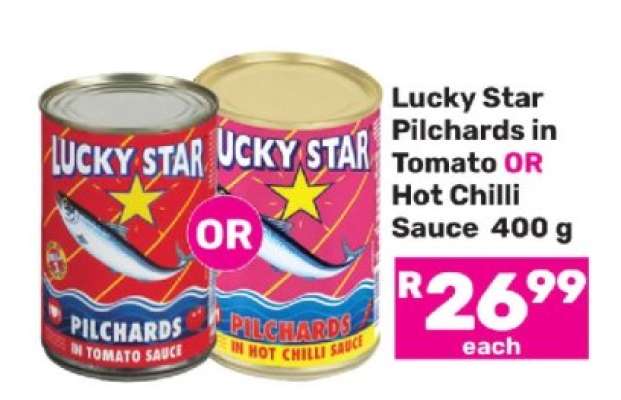 Lucky Star Pilchards in Tomato or Hot Chilli Sauce 400 g