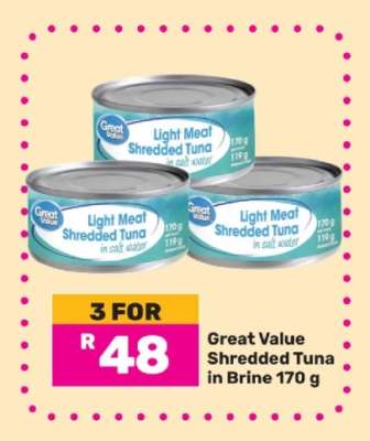 Great Value Shredded Tuna in Brine 170 g