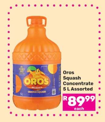 Oros Squash Concentrate 5 L Assorted