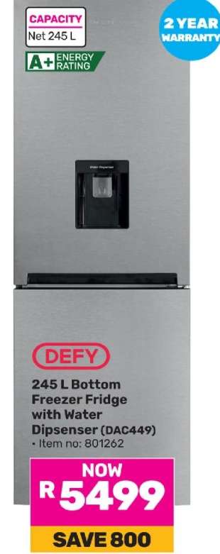 Defy 245 L Bottom Freezer Fridge with Water Dispenser (DAC449)