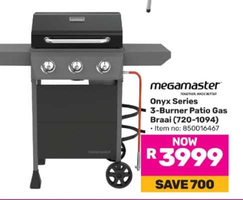 Megamaster Onyx Series 3-Burner Patio Gas Braai