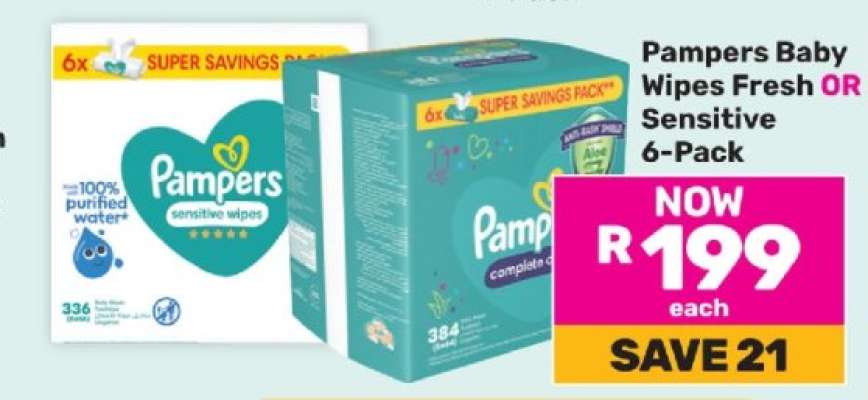 Pampers Baby Wipes Fresh OR Sensitive 6-Pack