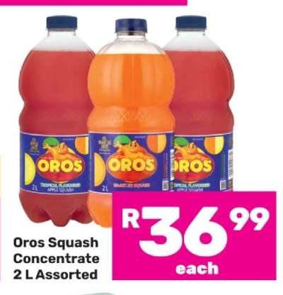 Oros Squash Concentrate 2 L Assorted