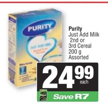 Purity Just Add Milk 2nd or 3rd Cereal