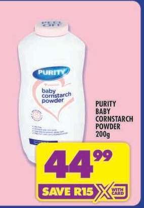 PURITY BABY CORNSTARCH POWDER 200g