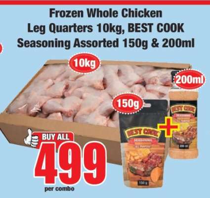 Frozen Whole Chicken Leg Quarters 10kg, BEST COOK Seasoning Assorted 150g & 200ml