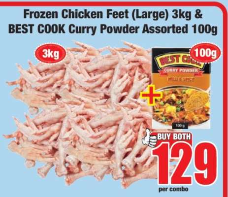 Frozen Chicken Feet (Large) 3kg & BEST COOK Curry Powder Assorted 100g