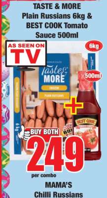 TASTE & MORE Plain Russians 6kg & BEST COOK Tomato Sauce 500ml