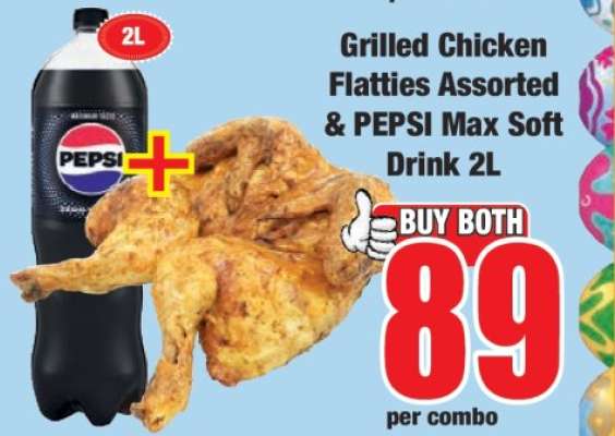 Grilled Chicken Flatties Assorted & PEPSI Max Soft Drink 2L
