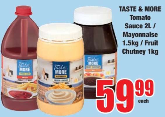 TASTE & MORE Tomato Sauce 2L / Mayonnaise 1.5kg / Fruit Chutney 1kg