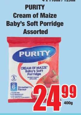PURITY Cream of Maize Baby's Soft Porridge Assorted