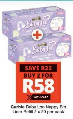 Garbie Baby Loo Nappy Bin Liner Refill 2 x 20 per pack