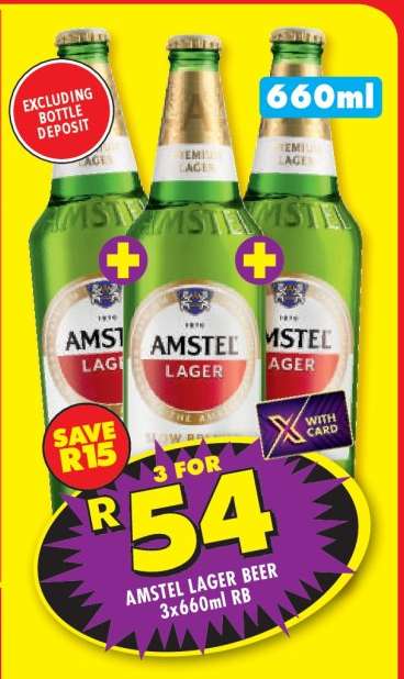 AMSTEL LAGER BEER 3x660ml RB