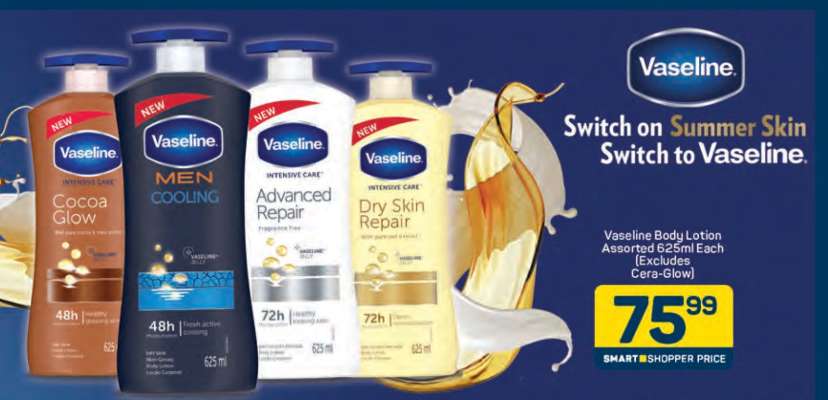 Vaseline Body Lotion Assorted 625ml Each (Excludes Cera-Glow)