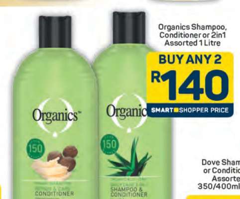 Organics Shampoo, Conditioner or 2in1 Assorted 1 Litre