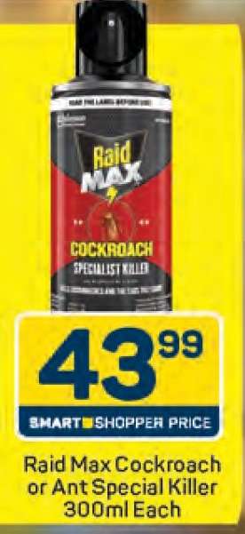 Raid Max Cockroach or Ant Special Killer 300ml Each