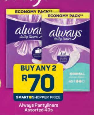 Always Pantyliners Assorted 40s