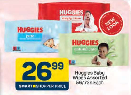 Huggies Baby Wipes Assorted 56/72s Each