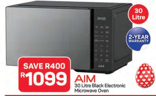 AIM 30 Litre Black Electronic Microwave Oven