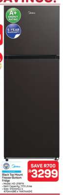 Black Top Mount Freezer Bottom Fridge