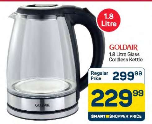 Goldair 1.8 Litre Glass Cordless Kettle