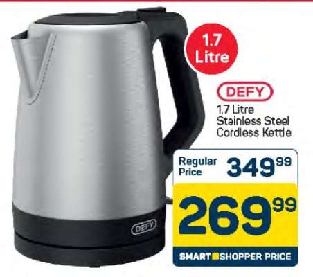 DEFY 1.7 Litre Stainless Steel Cordless Kettle