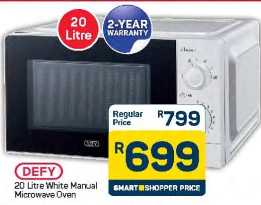 DEFY 20 Litre White Manual Microwave Oven