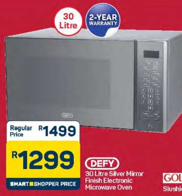 DEFY 30 Litre Silver Mirror Finish Electronic Microwave Oven