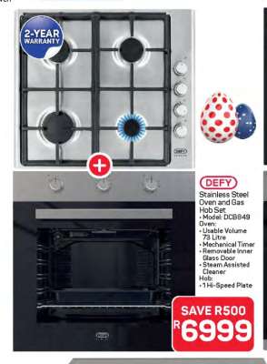 DEFY Stainless Steel Oven and Gas Hob Set