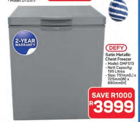 Defy Satin Metallic Chest Freezer