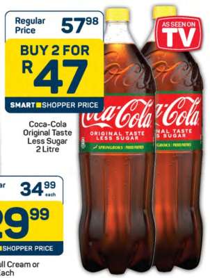 Coca-Cola Original Taste Less Sugar 2 Litre