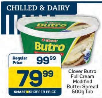 Clover Butro Full Cream Modified Butter Spread 500g Tub