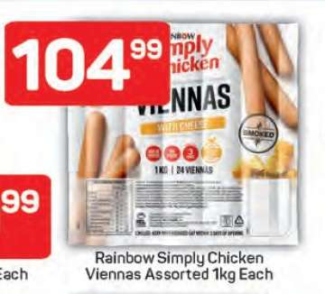 Rainbow Simply Chicken Viennas Assorted 1kg Each