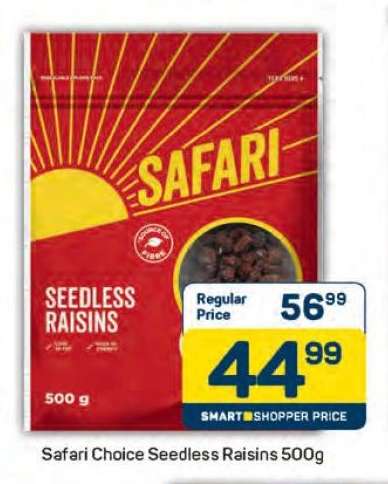 Safari Choice Seedless Raisins 500g