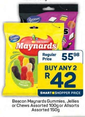 Beacon Maynards Gummies, Jellies or Chews Assorted 100g or Allsorts Assorted 150g