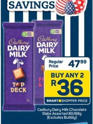 Cadbury Dairy Milk Chocolate Slabs Assorted 80/88g