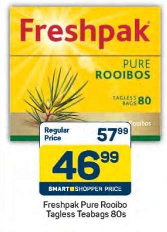 Freshpak Pure Rooibos Tagless Teabags 80s
