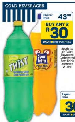 Sparletta or Twist Flavoured Carbonated Soft Drink Assorted 2 Litre