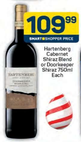 Hartenberg Cabernet Shiraz Blend or Doorkeeper Shiraz 750ml