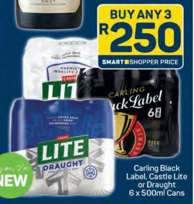 Carling Black Label, Castle Lite or Draught