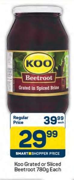 Koo Grated or Sliced Beetroot 780g Each