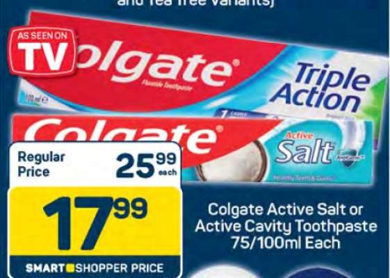 Colgate Active Salt or Active Cavity Toothpaste