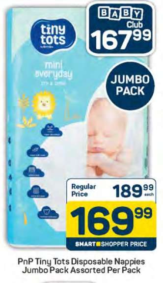 PnP Tiny Tots Disposable Nappies Jumbo Pack