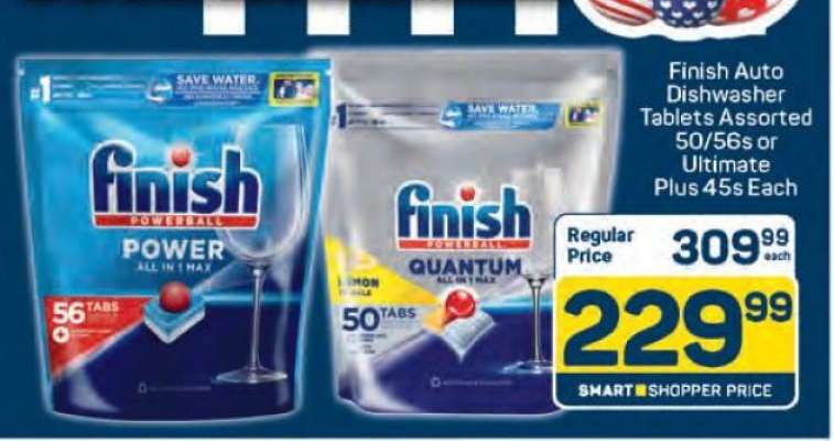 Finish Auto Dishwasher Tablets Assorted 50/56s or Ultimate Plus 45s Each