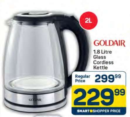 Goldair 1.8 Litre Glass Cordless Kettle