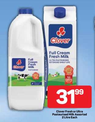 Clover Fresh or Ultra Pasteurised Milk Assorted