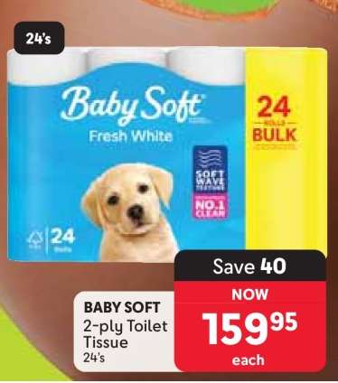 BABY SOFT 2 Ply Toilet Tissue 24's