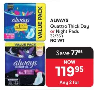 ALWAYS Quattro Thick Day or Night Pads