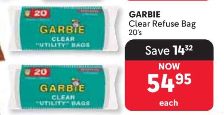 GARBIE Clear Refuse Bag 20's