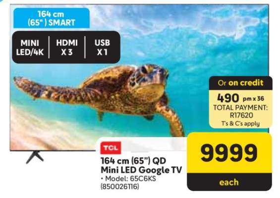TCL 164 cm (65”) QD Mini LED Google TV